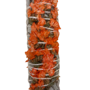 White Sage Smudge with Orange Sinuata Flowers
