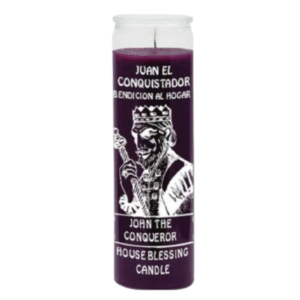 Purple John the Conqueror 8 inch 7 day glass candle