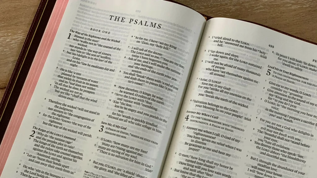 A picture of The Book of Psalms in the Bible